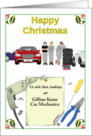 Christmas All Female Auto Mechanics Custom Garage Name card