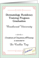 Dermatology Residency Training Graduation Custom Name and Institution card