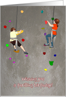 Birthday Young Boy and Young Girl Enjoying Sport of Rock Climbing card