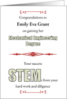 Female Graduate Gaining Mechanical Engineering Degree Custom Name card