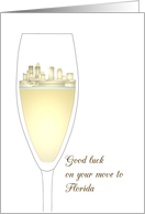 Goodbye Good Luck Move to Florida City Skyline in Wine Glass card