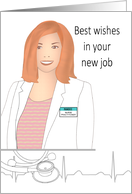 New Job Female Nurse Practitioner Lady with Custom Name Badge card