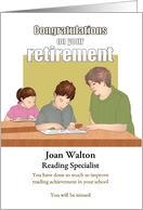 Retirement Reading Specialist Lady Teacher with School Kids Custom card