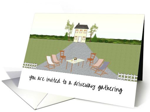 Driveway Gathering Invitation Chairs Table and Drinks on... (1699606)