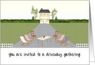 Driveway Gathering Invitation Chairs Table and Drinks on the Drive card
