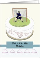 Birthday Male Lacrosse Goalie Cake Lacrosse Theme Decorations card