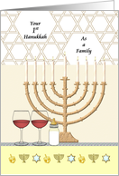 1st Hanukkah as Family Menorah Star of David Red Wine and Formula card