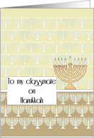 Hanukkah for Classmate Menorahs and Lit Candles card