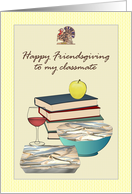 Friendsgiving for Classmate Books Yummy Left Overs Apple and Wine card