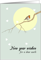 New Year Wishes for Uncle Robin Perched on Branch card