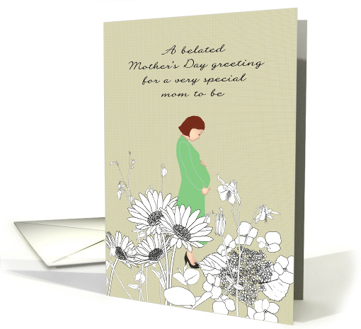 Mother's Day Belated Wishes Mom To Be Green Dress Black... (1736414)