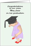 Niece Graduation Child Wearing Graduation Cap and High Heels card
