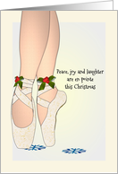 Peace Joy Laughter En Pointe For Christmas Female Ballet Dancer card