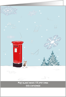 Our Home To Yours Music Note Snowflakes Falling Dog Mailbox Christmas card