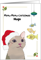 Christmas For Cat Happy Cat Gazing At Fish Shaped Ornaments card