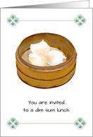 Invitation To Dim Sum Lunch Prawn Dumpling in Bamboo Basket card