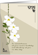 Remembrance Of Mom On Birthday Date Delicate White Flowers And Buds card