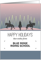 Happy Holidays From Horse Riding School Riders Silhouette Christmas card
