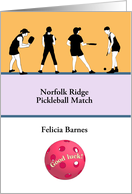 Good Luck Pickleball Match Female Players In Action Custom Game Name card