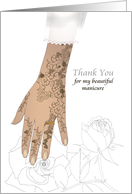 Thank You Bridal Manicurist Bride’s Hand Pretty Nails And Henna Design card