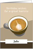Birthday Barista Coffee with Cupcake Candle Coffee Froth Design card