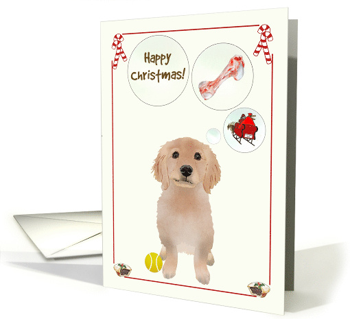 Christmas Retriever Puppy Wishing for Bone May Your... (1798518)