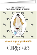 Christmas A Toast from Dog Grooming Service Basset Hound and Wine card