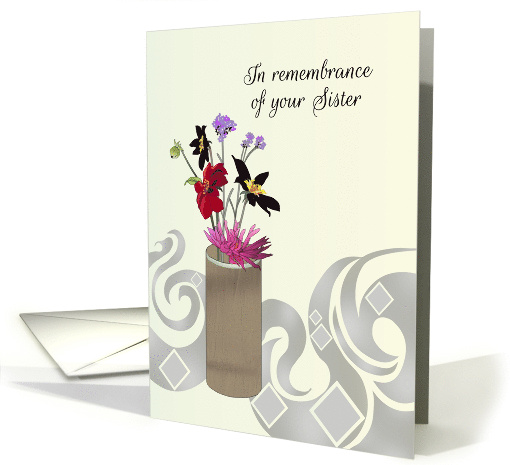 In Remembrance of Sister Sketch of Cut Flowers in a Vase card