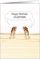 Two Camels in the Desert Custom Name Birthday card