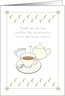 Thank You for Tea for Time to Sit and Chat Teapot Milk Jug Cup of Tea card