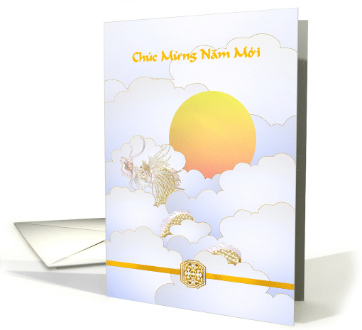 Chuc Mung Nam Moi Happy Vietnamese New Year Dragon Clouds Sun card