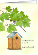 Found Somewhere to Rent New Home Congratulations Lovely Birdhouse card