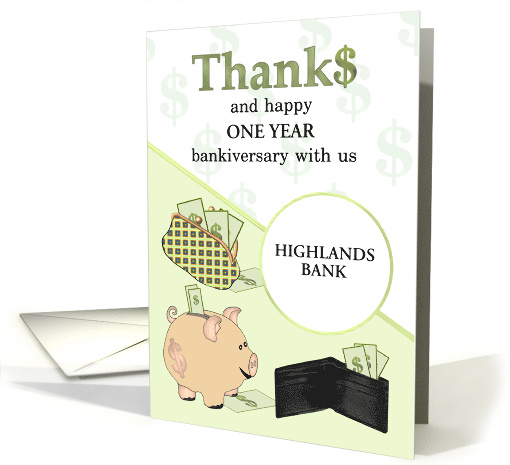 Banking Anniversary Custom Year Thanks Client Piggy Bank... (1818882)