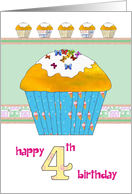 4th Birthday Yummy Cupcakes With Sugar Butterflies card