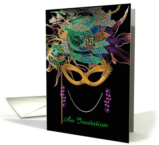 Three Colors And A Mask Mardi Gras Invitation card (862868)