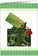 Christmas For Husband Gift With Holly Design Green Bow Red Heart card