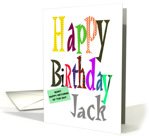 Happy Birthday Jack Gift Tagged Colorful Letters card (873941)