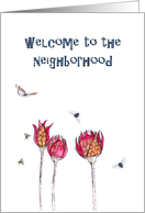 Welcome to the Neighborhood Illustration of Insects and Flowers card