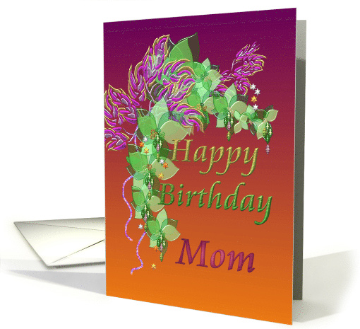 Birthday For Mom From All of Us Purple and Green Bouquet card (897451)