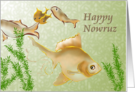 Happy Nowruz Fish Swimming Among Water Plants card