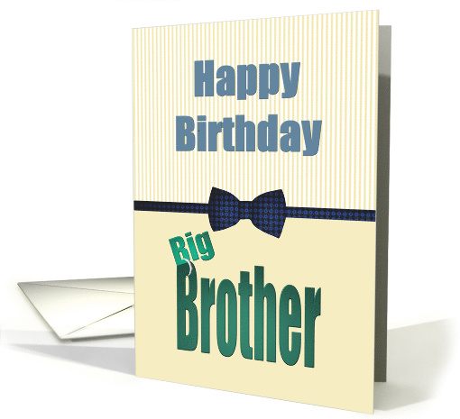 Birthday for Big Brother Black and Deep Blue Patterned Bowtie card