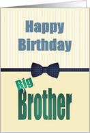 Birthday for Big Brother Black and Deep Blue Patterned Bowtie card