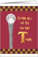 Thank You Coach From T-Ball Team Ball On A Tee card
