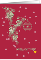 Christmas From Our House To Yours Pine Cones Bauble Snowflakes card