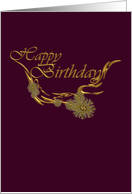 Birthday Abstract Art Gold Floral Swirls card