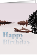 Birthday Sketch Of Boats On A Lake card