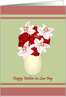 Mother-in-Law Day Pink Stargazers and Red Roses card