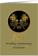 50th Golden Wedding Anniversary Invitation Abstract Florals card