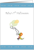 Baby’s First Halloween Pacifier with Pumpkin Moon and Cat Charms card