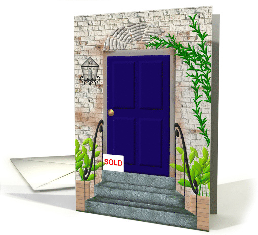 Congratulations On The Sale Of Your House Blue Front Door card